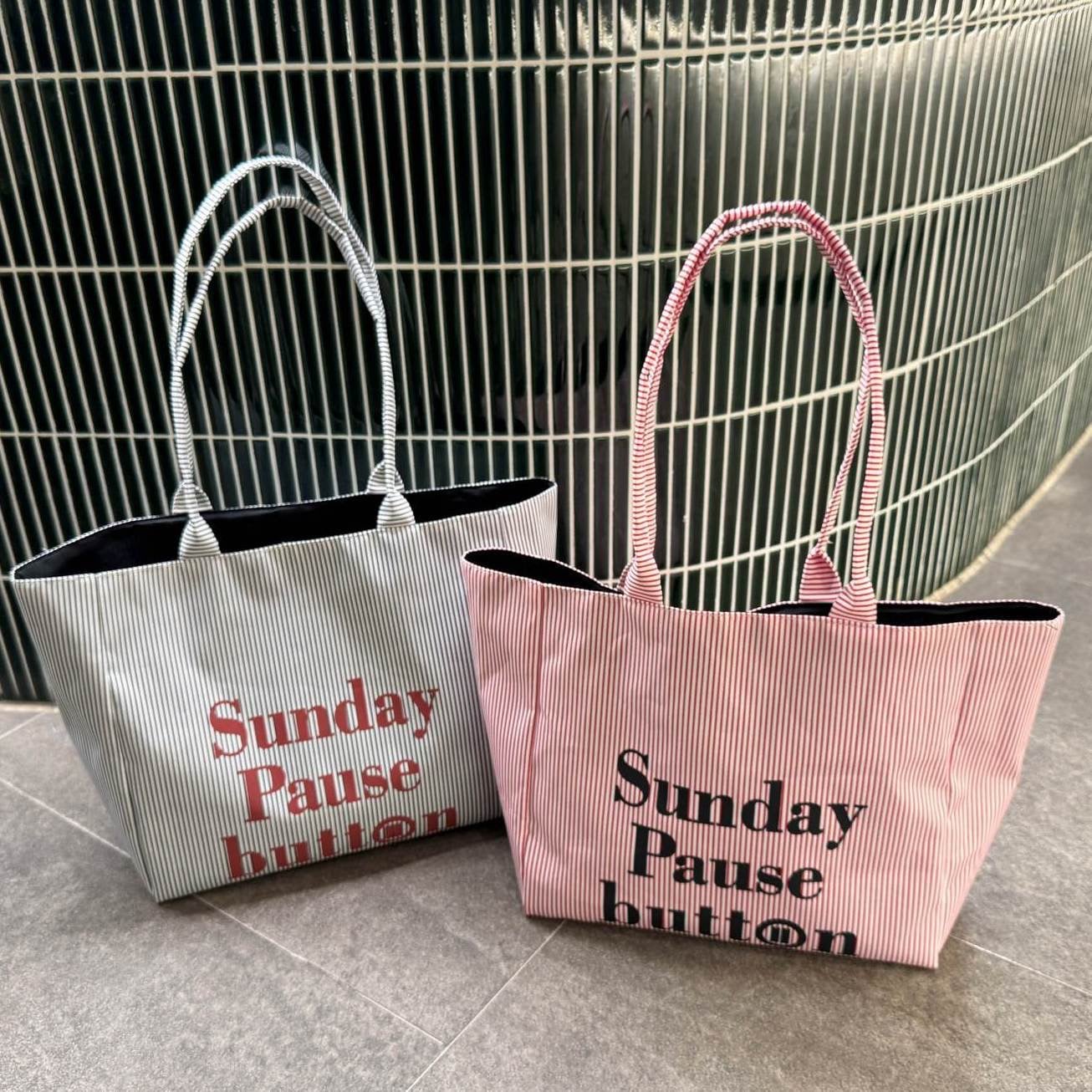 Tote Bag with Letter Stripes