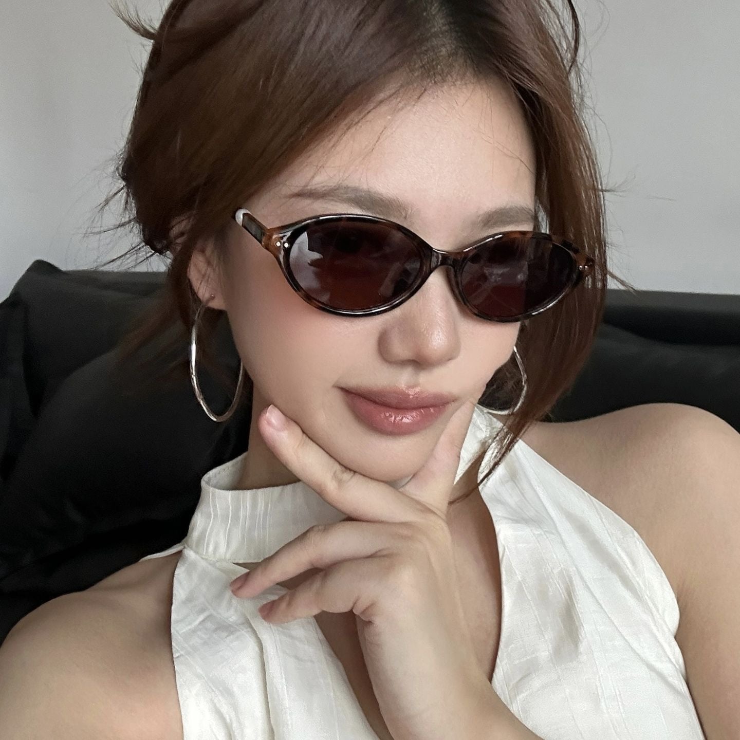 Luna Series Nerd Style Oval Frame Sunglass