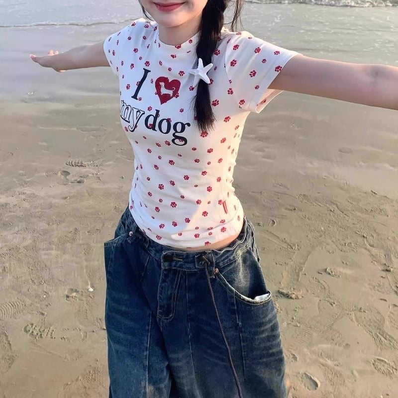 Heart-print short sleeve T-Shirt
