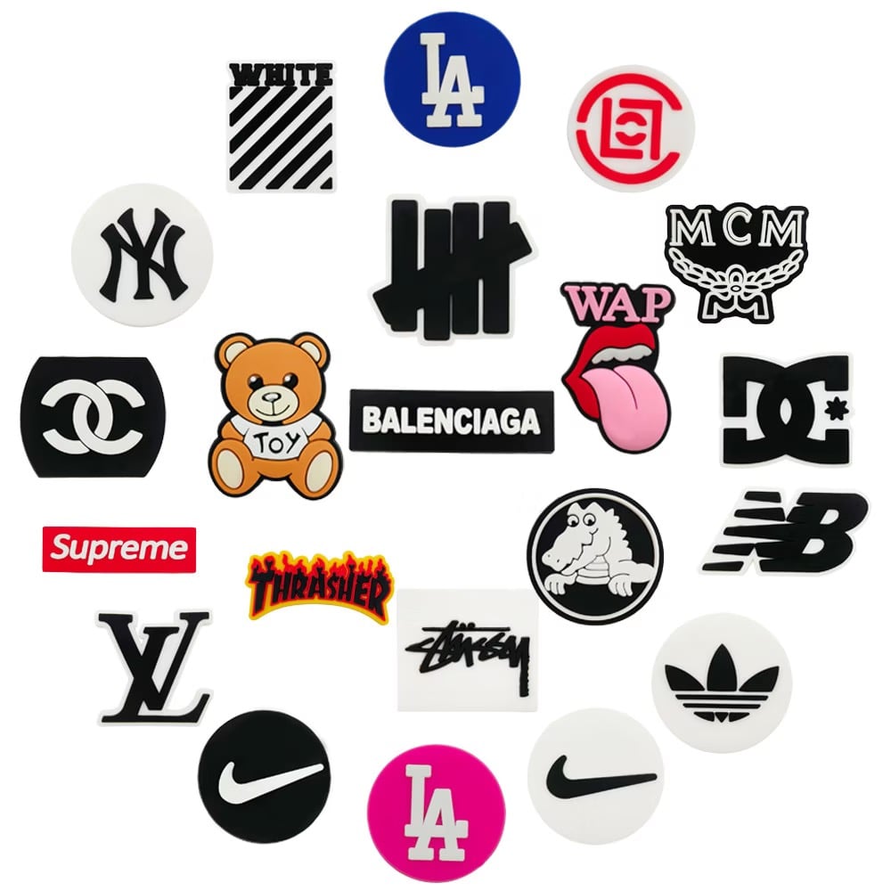 21-pieces Brand Logo Collection Jibbitz Charms Set