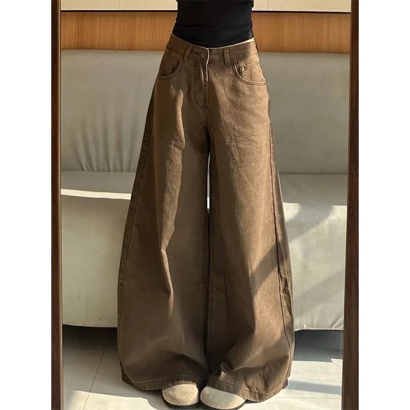 Coffee Brown Wide Leg Jeans