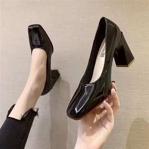 8cm Chunky Heel Pump Shoes