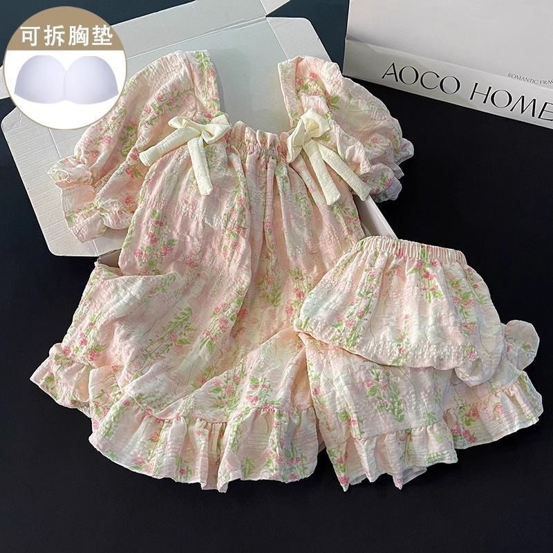Monet Style Short Sleeve Two-piece Set (with bra padding)
