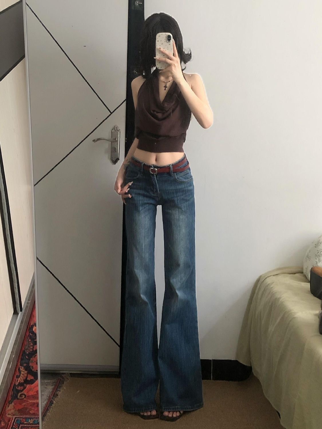 LA’T.WEEKEND Deep Blue Bamboo Joint Flared Jeans