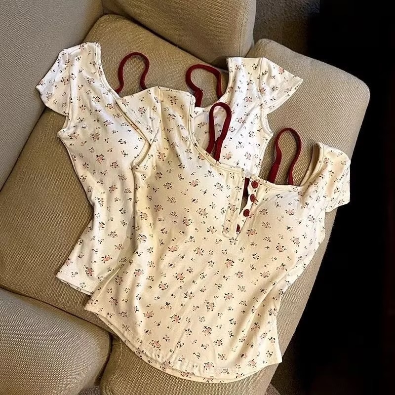 Red Floral No-Bra Backless Top