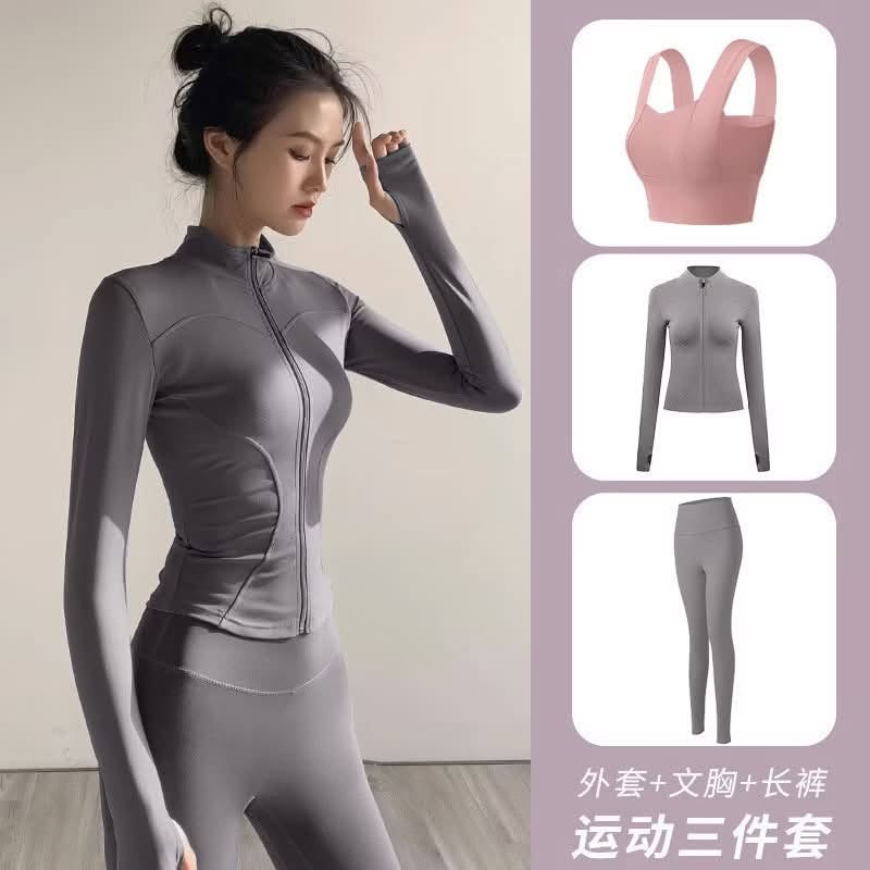 Zip-up Sports Stand Collar Jacket Yoga Set