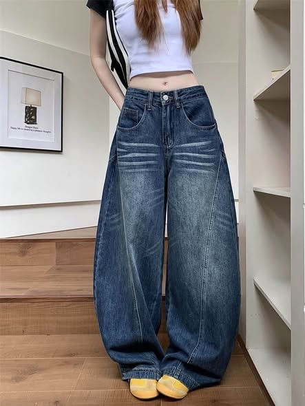 Wide-leg Patterned Jean Pants