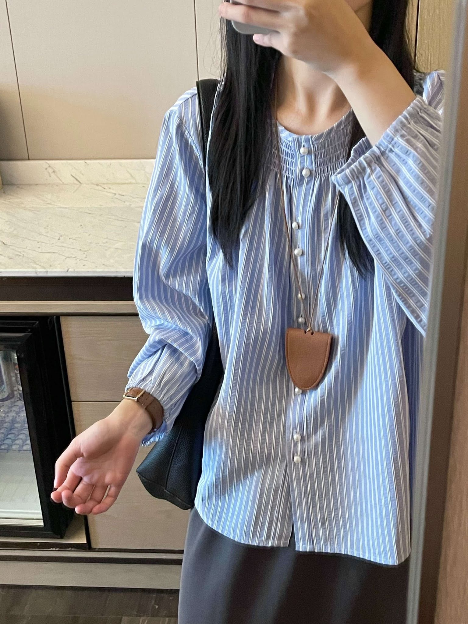 Striped Pearl Button-Down Shirt