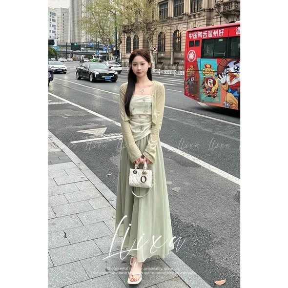 Chinese Aesthetic Green Three-piece Set