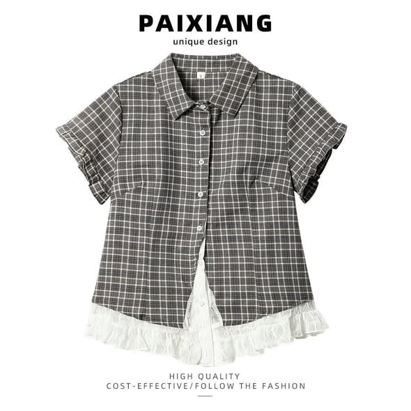 Faux Two-piece Ruffle Trim Layer Top