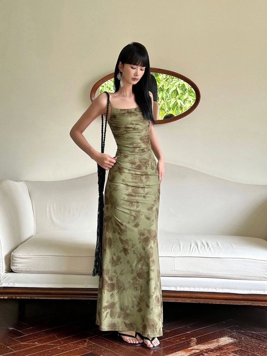 Dark Green Moss Vintage Dress